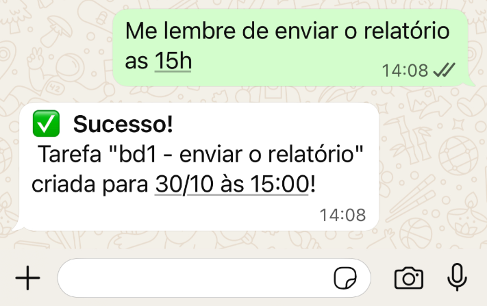 whatsapp tarefas no Planko